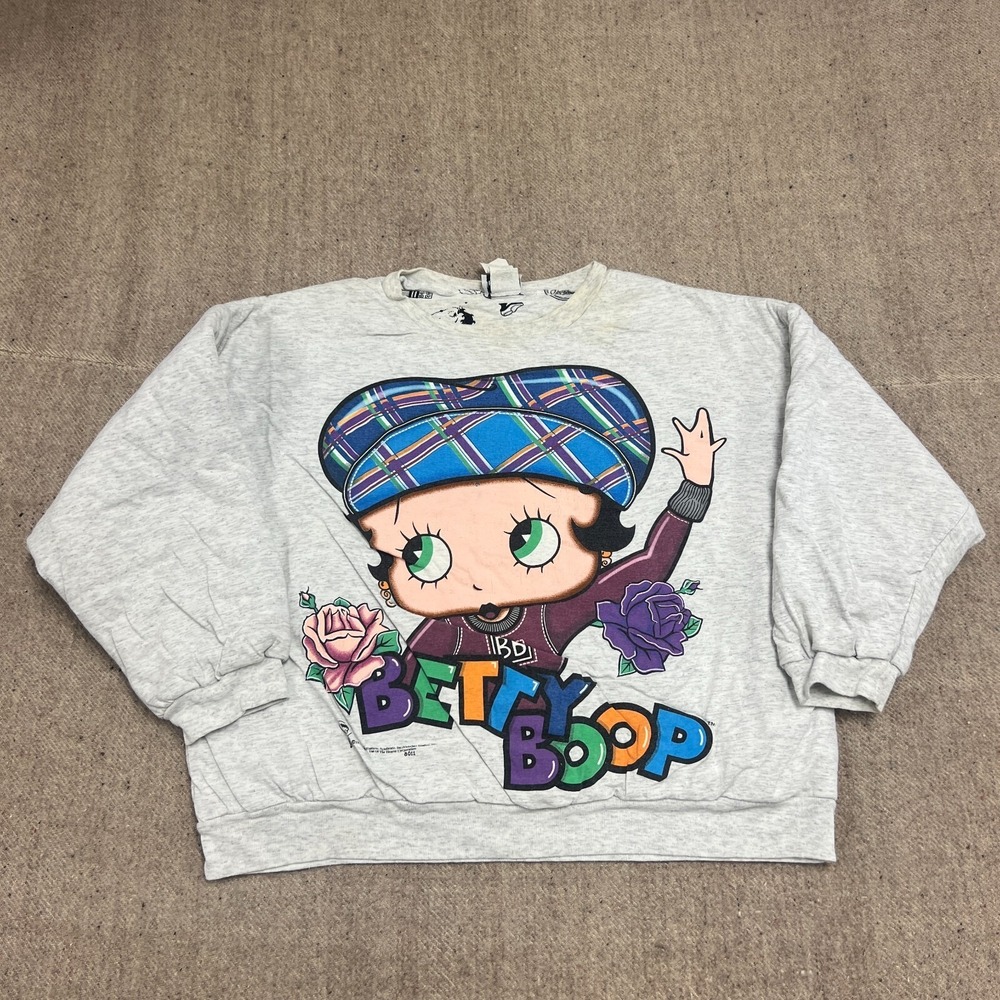 Vintage Betty Boop Sweatshirt Large Gray 1990s‎